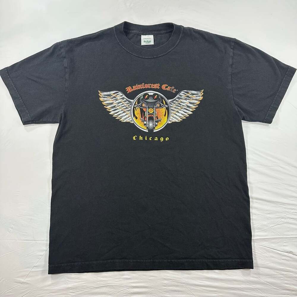 Vintage Rainforest Cafe Chicago Motorcycle Frog T-Shirt Mens Large Black